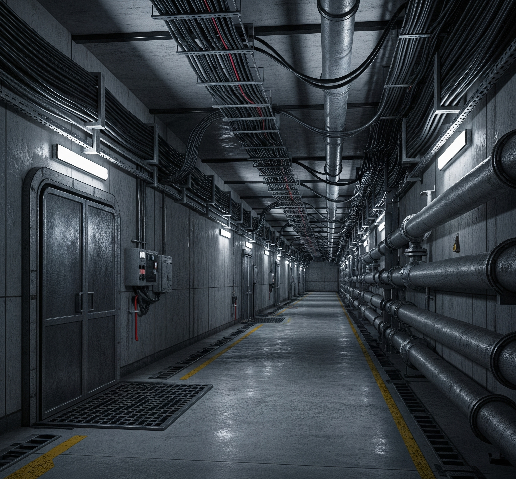 [Imagen de una vía interior iluminada, con accesos y restringida]