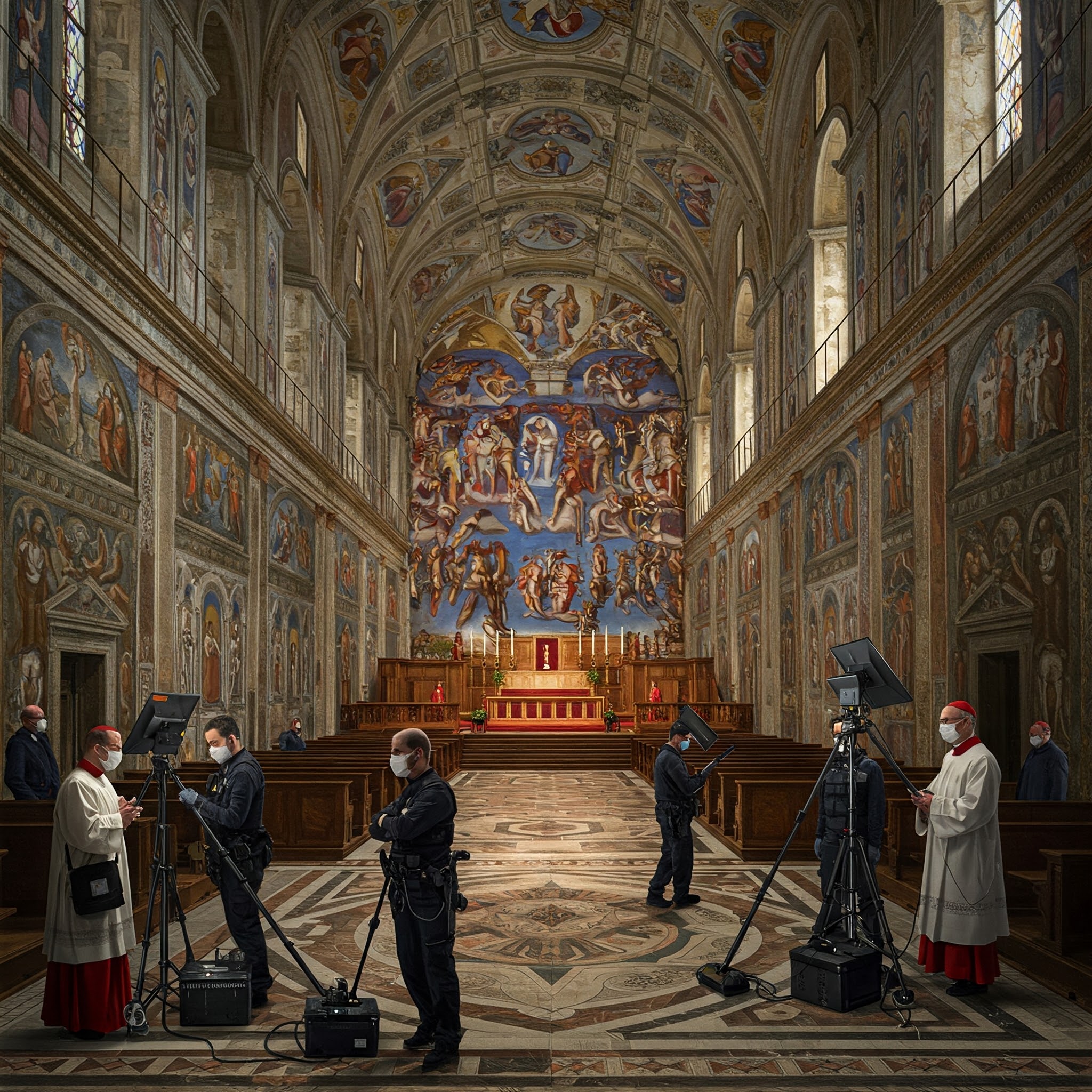 Preparativos del Cónclave en la Capilla Sixtina