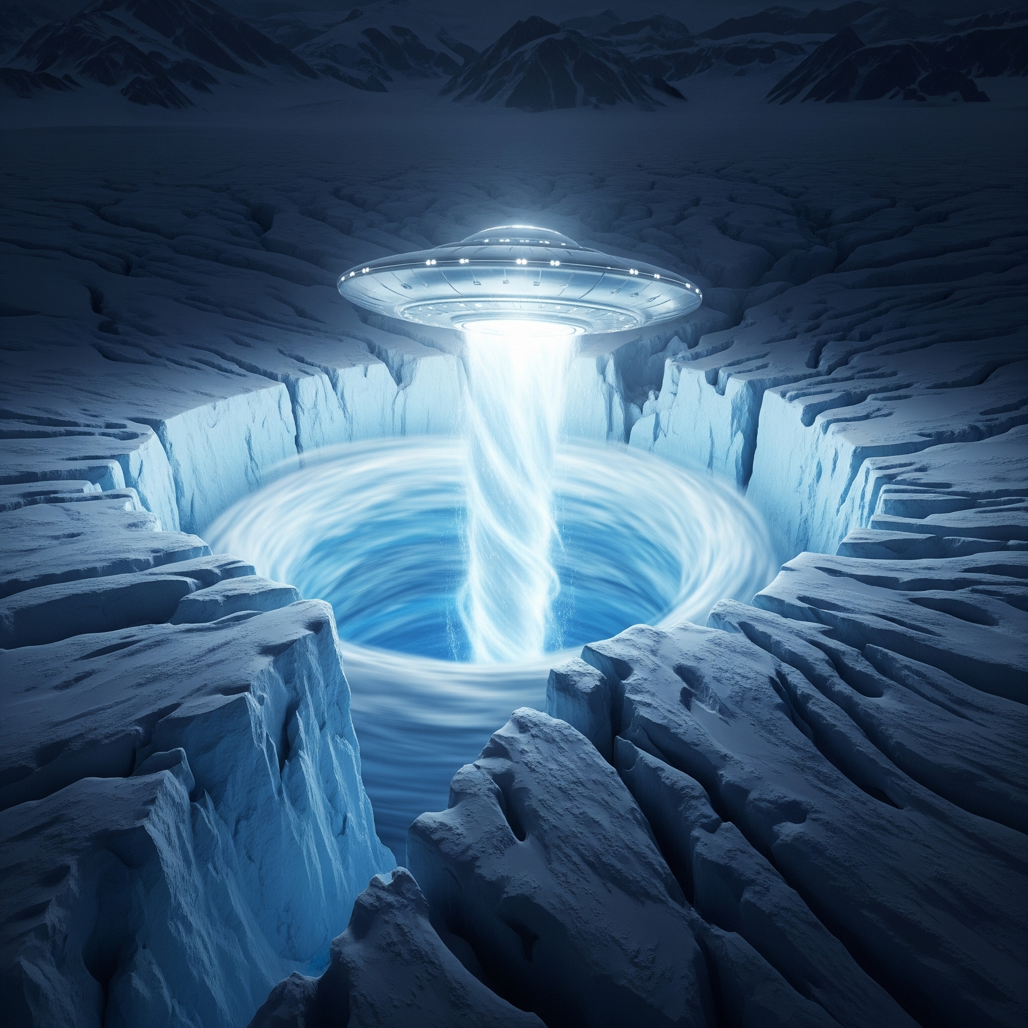 [OVNI emergiendo de una supuesta apertura polar]